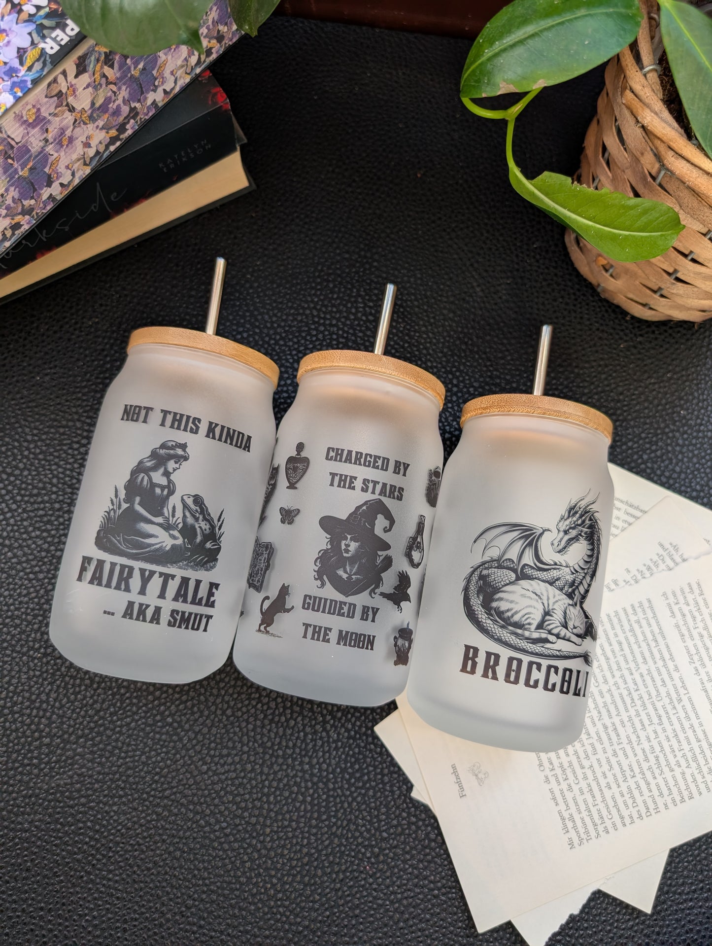Bookish Frosted Glass Tumbler