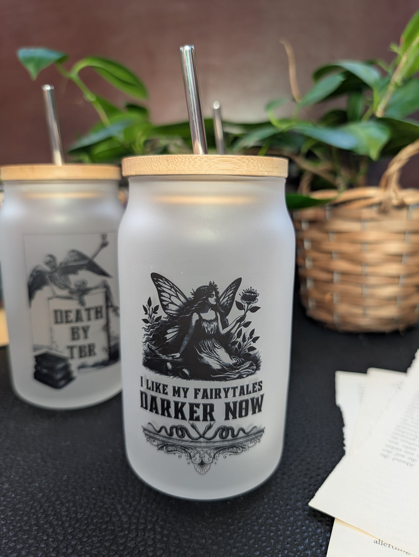 Bookish Frosted Glass Tumbler