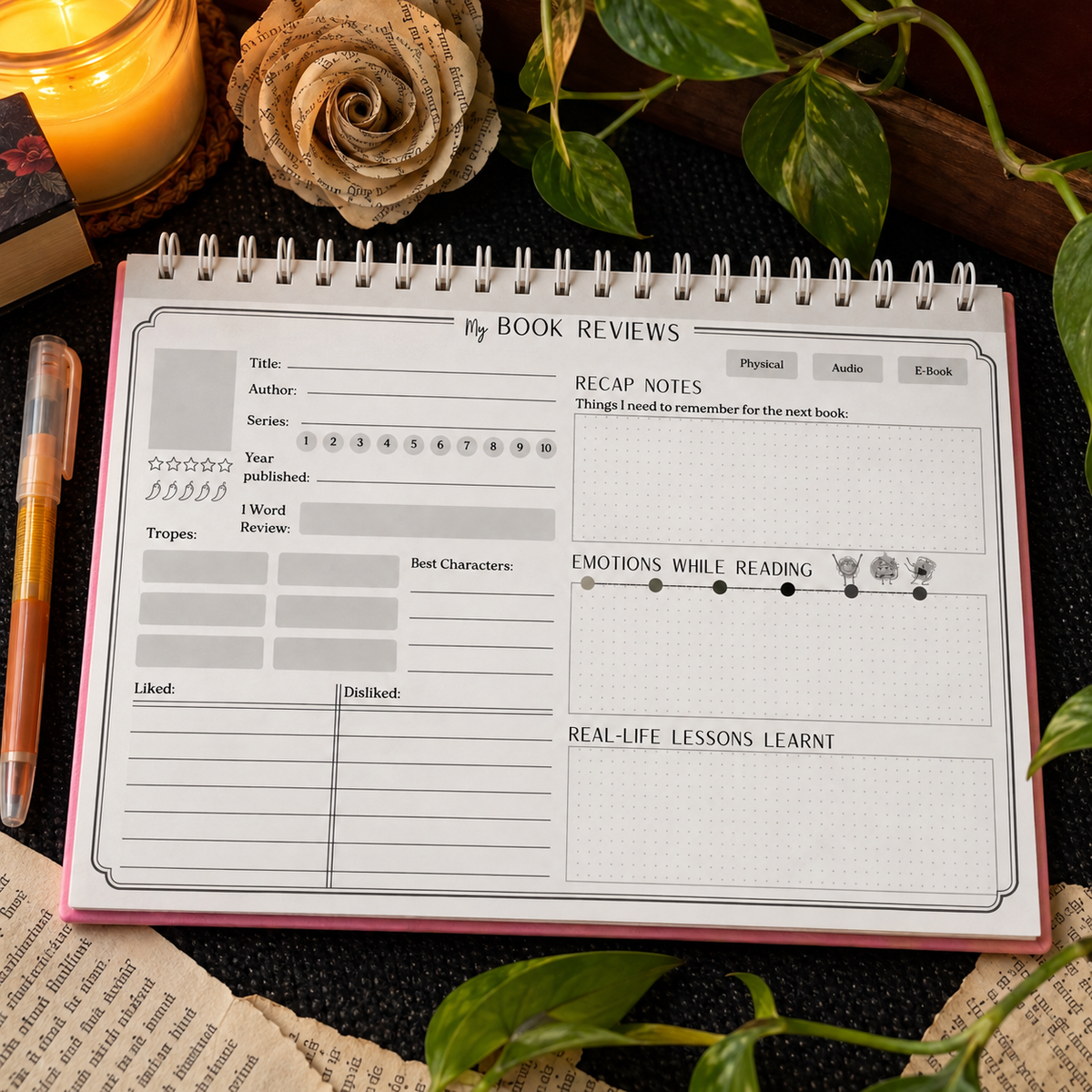 Reading Journal Books are Life Blush Garden