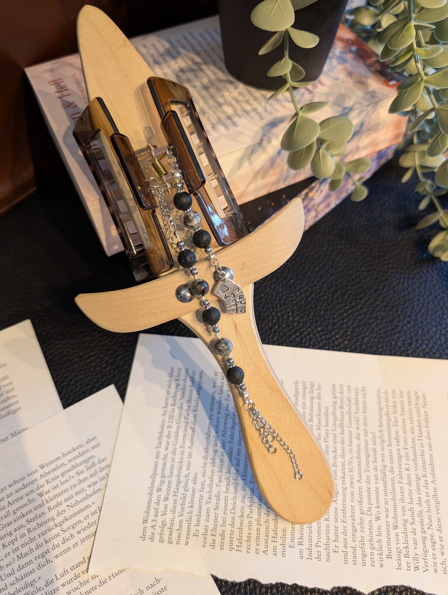 Booklover Hair Clip mit Charms und Perlen