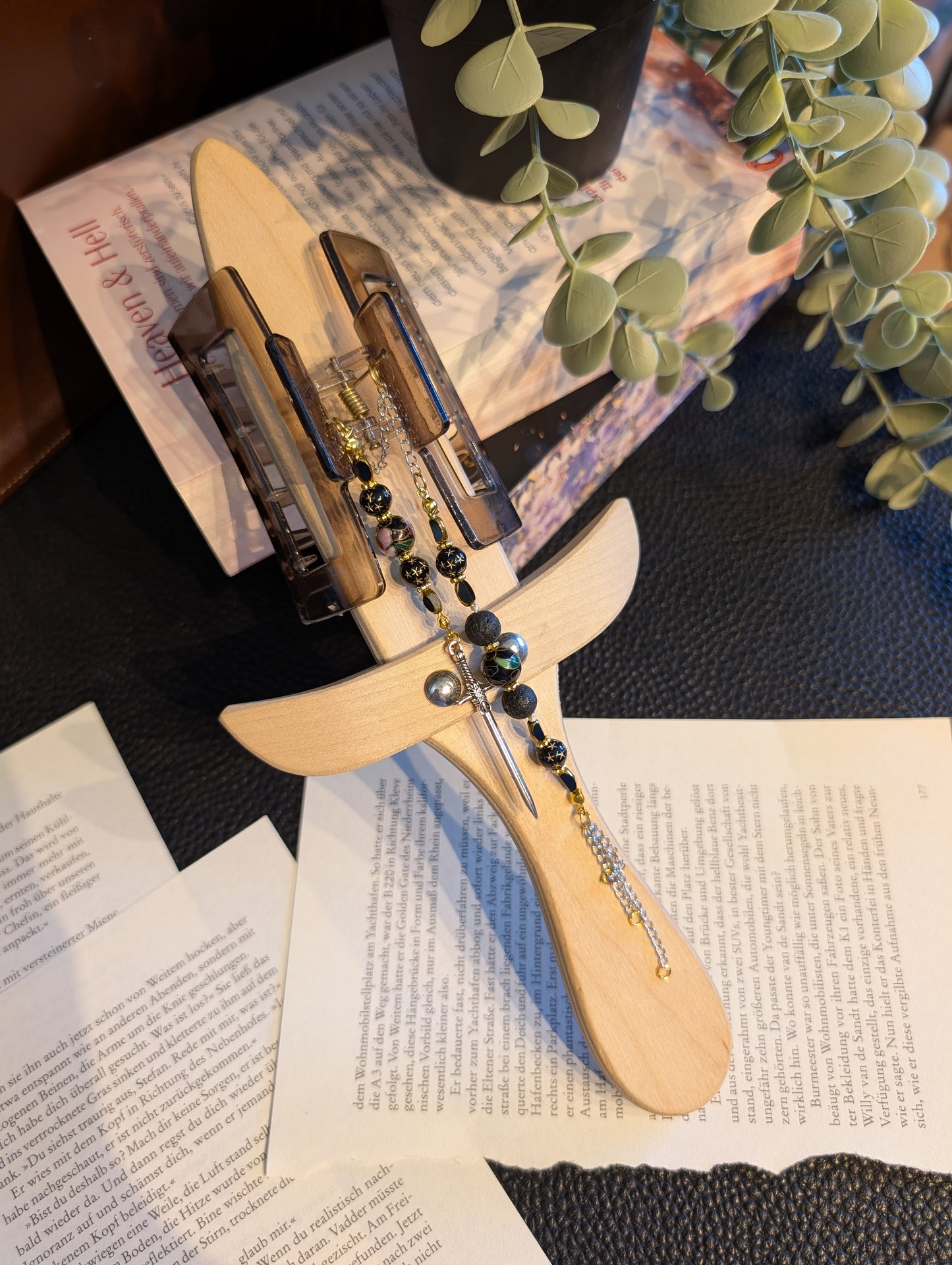 Booklover Hair Clip mit Charms und Perlen